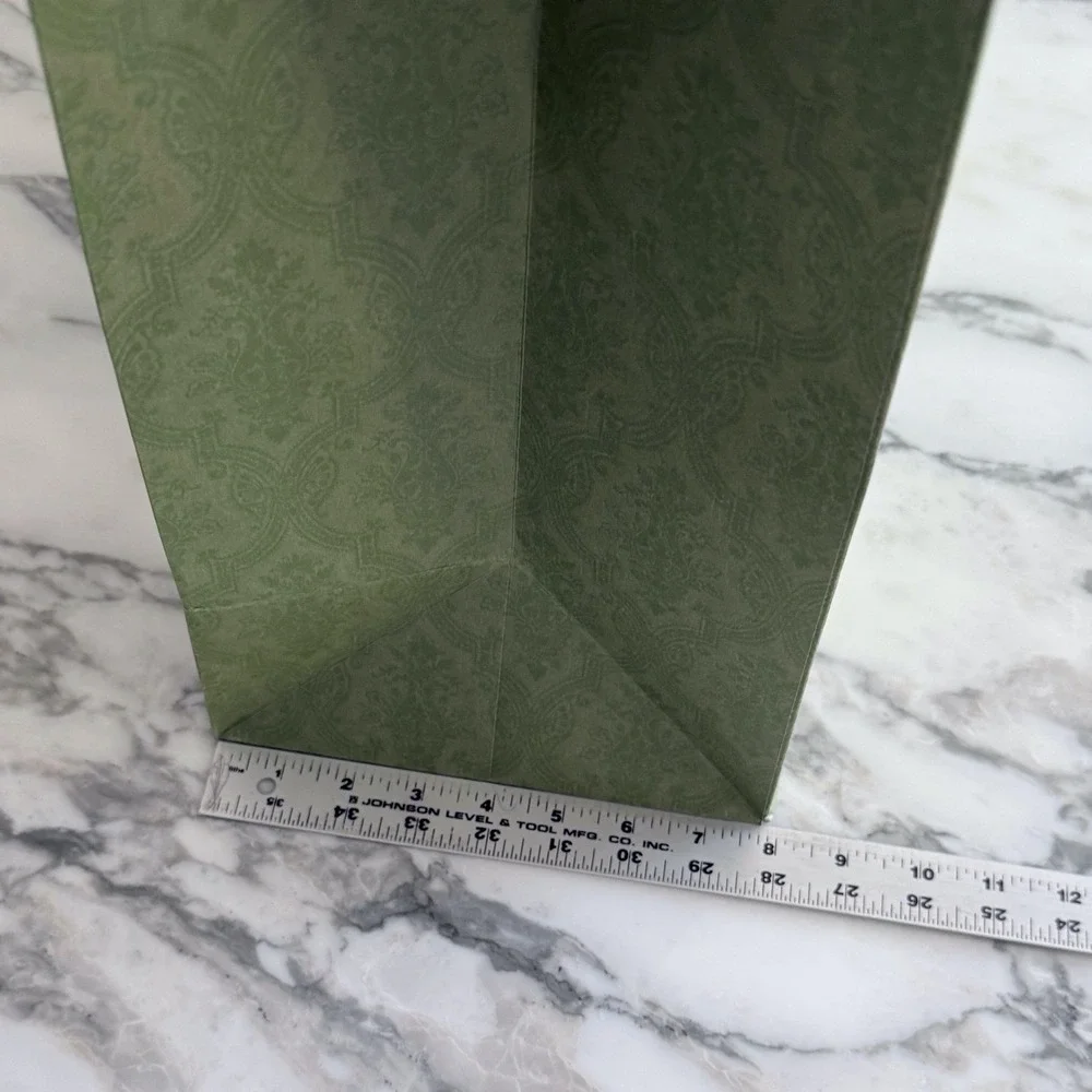 Gucci Large Green Embossed Damask Paper Shopping Bag Rope Handles 22